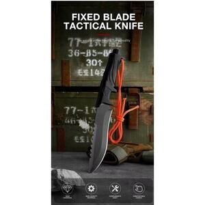 8.88" Tactical Knife with 3.86" Serrated Blade, 5Cr13Mov Stainless Steel, Nylon